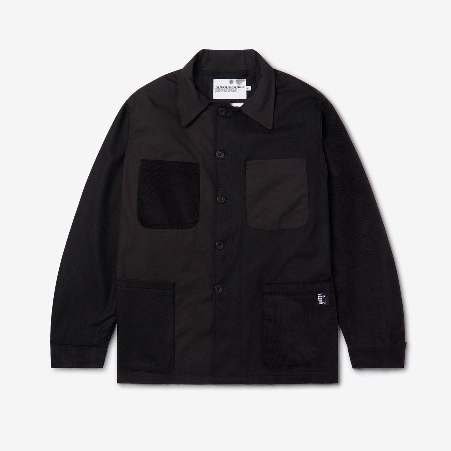 NAT 5 BUTTON MIX JACKET BLACK WOOL CASHMERE CORD
