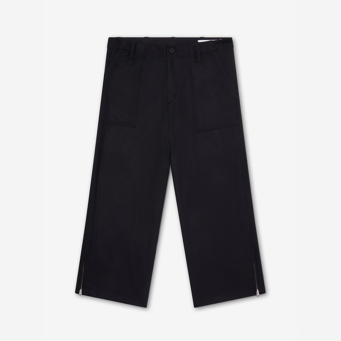 SAMMY LOOSE ZIP PANTS BLACK WOOL CASHMERE
