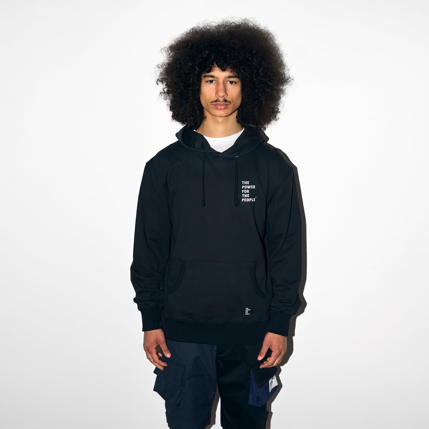 STONE BLACK / WHITE HOODED SWEAT
